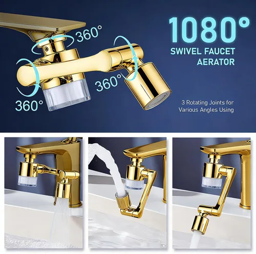 Miniatura 3 de ATQ Aireador extensor de grifo de fregadero que reduce el 99% de plomo, cloro, rotación de 1080°, 2 modos de fijación de pulverización