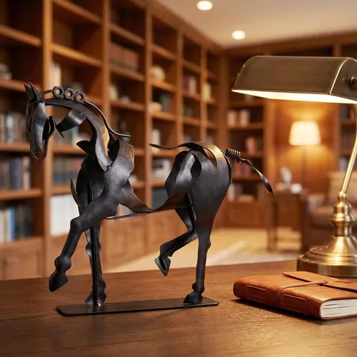 Miniatura 5 de SunBlogs Art Estatua de caballo hecha a mano, decoración rústica única para oficina y hogar, escultura de metal 100% pintada a mano, regalo perfecto
