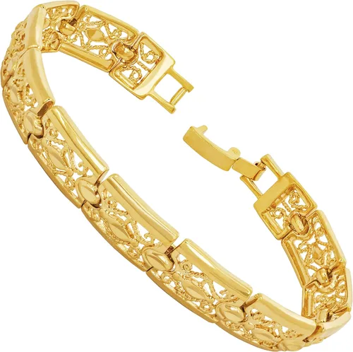LIFETIME JEWELRY Pulsera de filigrana para mujeres y hombres, dije chapado en oro real de 24 quilates, Chapado en oro, N_A