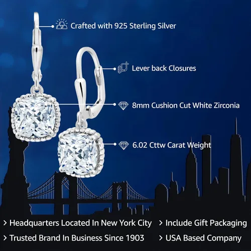 Miniatura 33 de Gem Stone King Aretes colgantes de plata de ley 925 de 0.315 pulgadas para mujer