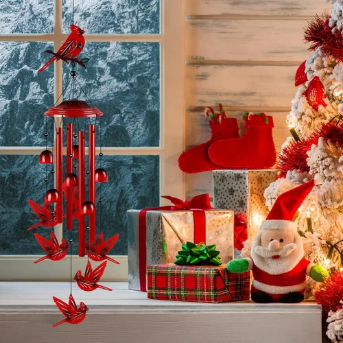 Miniatura 7 de YHmall Campanillas de viento cardenales para exteriores, regalos cardenales para mujeres, tonos relajantes, campanillas de viento conmemorativas