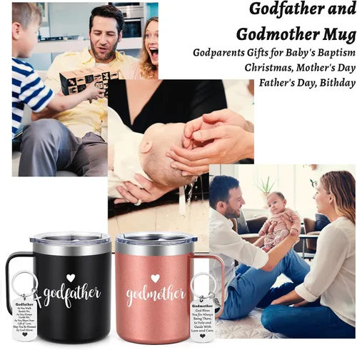 Miniatura 4 de LiqCool Regalo de propuesta de padrinos, juego de tazas de madrina y padrino, propuesta de regalos de padres de Dios, regalos de Navidad