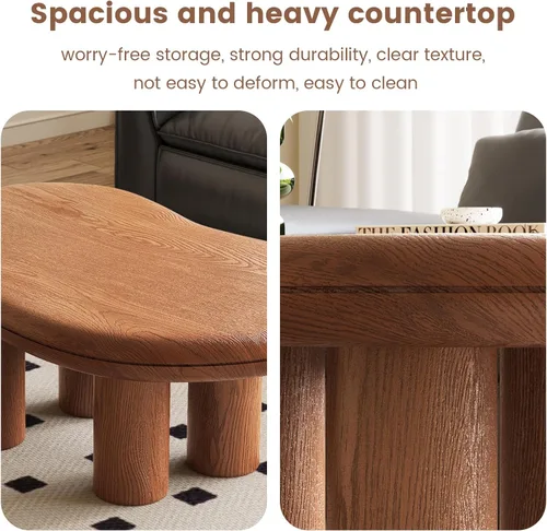 Miniatura 5 de Mesa de centro Mid-Century Modern Cloud con mesa espaciosa, mesa central irregular de 35.43 pulgadas de ancho con 4 patas sólidas, mesa de té