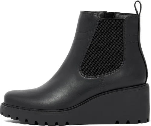Miniatura 6 de vodvob Botas de tobillo para mujer, botines de tacón de cuña elásticos con plataforma Chelsea sin cordones y suela de lengüeta