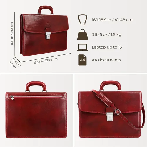 Miniatura 4 de Time Resistance Leather Briefcase - Italian Handmade Leather Laptop Bag - Handbag for Men - Professional Computer Case