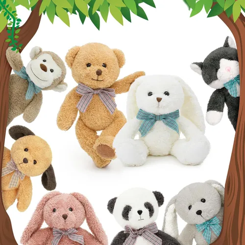 Miniatura 12 de MaoGoLan - 10 unidades de osos de peluche navideños, osos de peluche de 14'' con trajes clásicos de Santa - Camisa y sombrero removibles, se ajustan