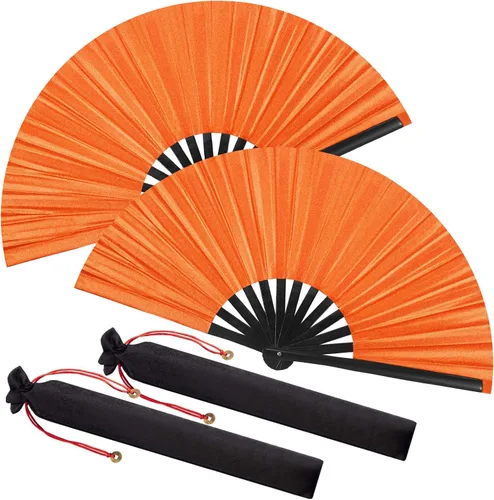 Miniatura 28 de Maitys Paquete de 2 ventiladores de mano plegables grandes de 13 pulgadas, ventiladores chinos de mano grandes para baile de línea, Tai Chi