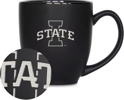 Miniatura 30 de Rico Industries - Taza de cerámica mate negra con grabado láser estándar de 15oz para NCAA (escuelas T & U) - Para bebidas calientes o frías