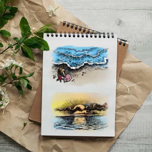Miniatura 5 de Sellos transparentes de fondo marino para hacer tarjetas y decoraciones de álbumes de fotos, sellos de puesta de sol, palabras de verano, sellos