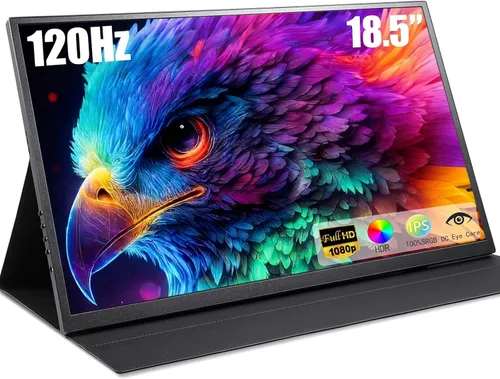 Miniatura 14 de Monitor portátil grande de 18.5 pulgadas para laptop, 120Hz 1080P FHD IPS portátil, pantalla de viaje secundaria para/teléfono/Xbox PS4/5, 125%