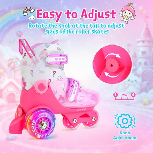 Miniatura 2 de HYKID Patines de Ruedas para Niños Pequeños, 4 Tamaños Ajustables, Iluminación Divertida, Tipo de Seguridad de Tres Puntos, Parte Superior Ángel