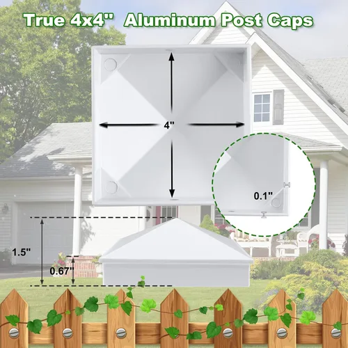 Miniatura 23 de Azdele Tapas de aluminio piramidal de 4 x 4 para postes nominales de madera de 4 x 4 pulgadas (verdadero 3.5 x 3.5 pulgadas), con superficie