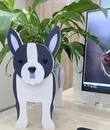 Miniatura 6 de Bamboo's Grocery LoKii Macetas de perro Boston Terrier, linda maceta de perro, contenedores de plantas con forma de animales, para plantas
