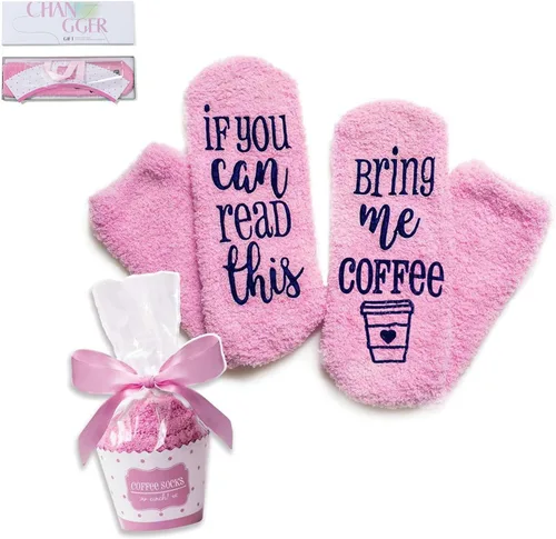 Miniatura 29 de CHANGGER Calcetines unisex con texto en inglés "If You Can Read This Bring Me Some Fuzzy Funny Saying Crew Socks Christmas Unisex Gift