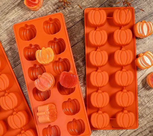 Miniatura 5 de Webake Molde de chocolate de calabaza, 3 piezas, molde de silicona para chocolate, 12 cavidades, molde de caramelo de otoño para hornear, decoración