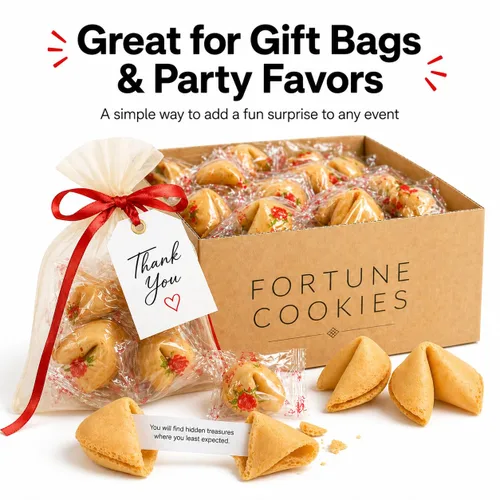 Miniatura 7 de Fortune Cookies - Galletas de la fortuna envueltas individualmente para Navidad, fiestas, bodas, eventos y celebraciones con divertidas fortunas