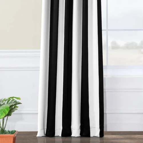 Miniatura 5 de HPD Half Price Drapes BOCH-KC43-63 - Cortinas de Lino con Rayas para Oscurecer la Sala de Estar (1 Panel), 50 x 63 Pulgadas, Color Negro Toldo