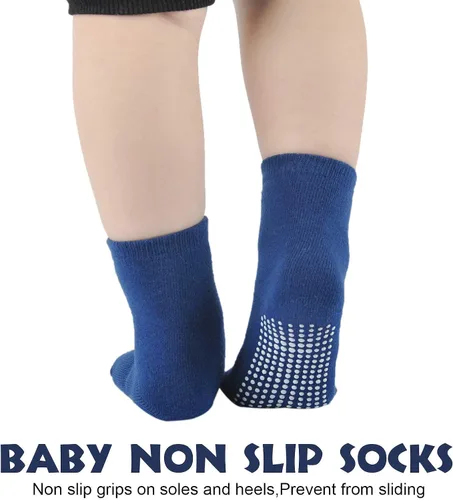 Miniatura 3 de EPEIUS Calcetines de bebé con empuñaduras para bebés y niños pequeños, calcetines antideslizantes de 6/12 pares