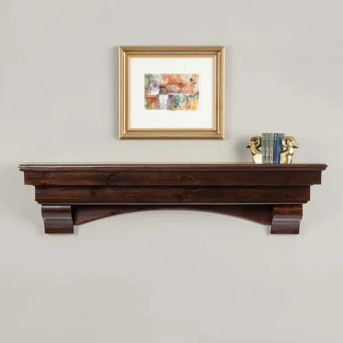Miniatura 12 de MANTELSDIRECT Mantels Direct Salem - Repisa de Chimenea de Madera con Ménsulas Arqueadas - Cerezo 48 Pulgadas Estante Rústico de Madera de Pino