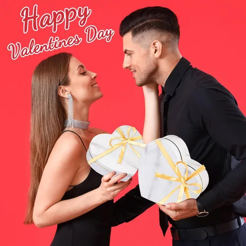 Miniatura 5 de Kosiz 12 cajas en forma de corazón para el día de San Valentín, caja de regalo de mármol anidable con tapas para arreglos florales, regalos de Blanco