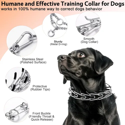 Miniatura 2 de DEYACE Collar de entrenamiento para perros de acero inoxidable, hebilla de liberación rápida, collar ajustable para perros pequeños, circunferencia