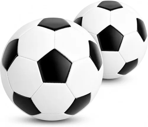 Soccer Ball Size 5 Size 4 Size 3 Size 2 with Pump Deflated - 2 Pack Standard Indoor Outdoor Training Ball Black and White - Gift for Adult Youth
