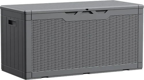 Miniatura 19 de Devoko 29 Gallon Waterproof Outdoor Storage Box Resin Deck Box Lockable and UV Resistant for Patio Furniture, Garden Tools (Black, 29 Gallon)