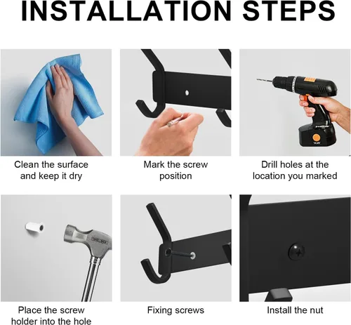 Miniatura 5 de VAEHOLD Perchero resistente de pared para colgar abrigos, ropa, batas, toallas y sombreros, con 3 ganchos, color negro