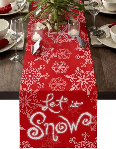 Miniatura 10 de Christmas Table Runner Snowflake Winter Holiday Table Runners for Christmas Non-Slip Teal Blue Dinner Runner Party Decorations 13x36 Inch