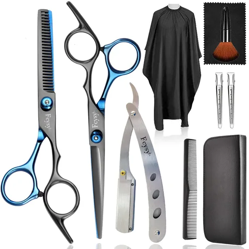 Miniatura 7 de Kit de tijeras para cortar y degrafilar el cabello, kit profesional de tijeras para mezclar cabello Fcysy, tijeras de peluquero para corte