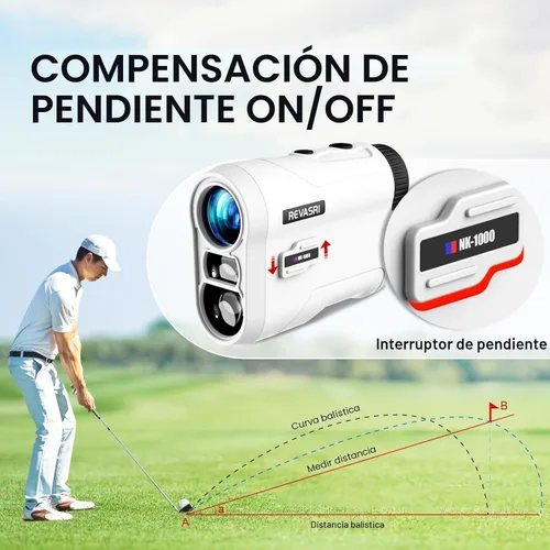 Miniatura 3 de REVASRI Telémetro de golf con vibración de pendiente y bloqueo de pines, interruptor de pendiente externo para torneo de golf legal, telémetros