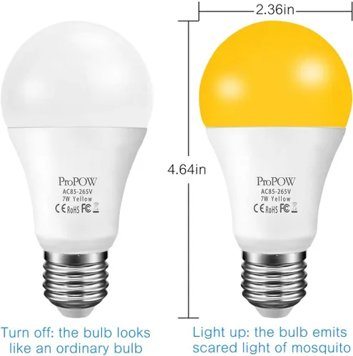 Miniatura 7 de Bombillas amarillas para insectos, del atardecer al amanecer, LED de 7 W, equivalente a 40 W, A19, encendido y apagado automático inteligente, 580