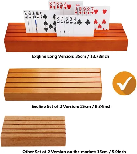 Miniatura 2 de Exqline Juego de 2 soportes de madera para naipes para niños, personas mayores y adultos, 9.84 pulgadas 3.1 pulgadas, lo suficientemente portátil