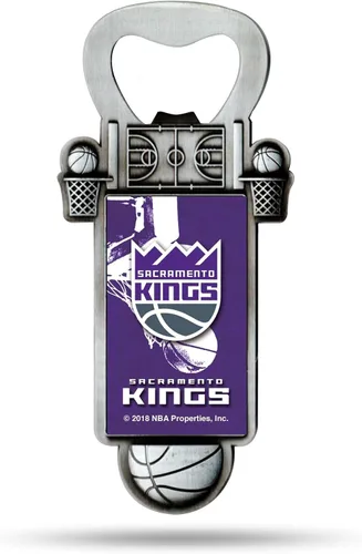 Miniatura 13 de Rico Industries Abrebotellas magnético de baloncesto de la NBA, acero inoxidable, imán fuerte para exhibir en el refrigerador