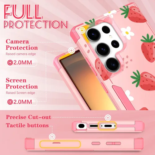 Miniatura 5 de Funda para Samsung Galaxy S22 Ultra - Funda de teléfono para mujer, diseño único y estético, para adolescentes, diseño kawaii fresa, resistente