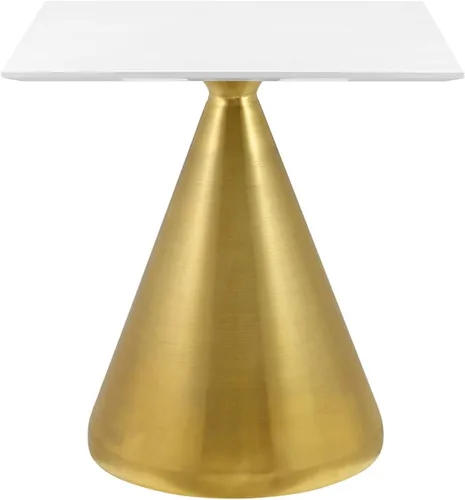 Miniatura 3 de Modway Tupelo - Mesa de comedor cuadrada de 28 pulgadas, color dorado y blanco