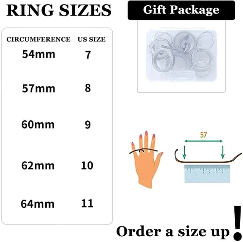 Miniatura 7 de Anillos para hombres y mujeres, 6 unidades, anillos de acero inoxidable negro para hombre, anillo para ansiedad, alivio de la ansiedad, anillos