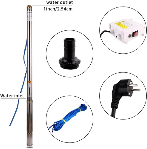 Miniatura 4 de Bomba de pozo profundo de 2.5 "Bomba sumergible de pozo profundo de 0.75 Hp Bomba de pozo profundo monofásica Bomba de pozo sumergible eléctrica
