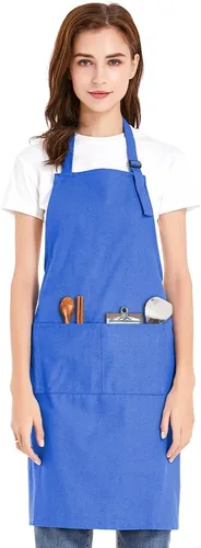 Miniatura 15 de TopTie Delantal con pechera unisex, delantal de cocina ajustable de lona de algodón con bolsillos