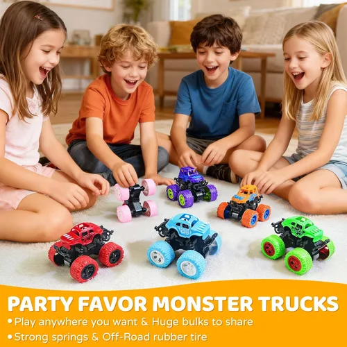 Miniatura 4 de Beestech Camión monstruo de juguete para niños y niñas de 3, 4, 5, 6, 7, 8 años de edad, camión monstruo accionado por fricción para fiestas