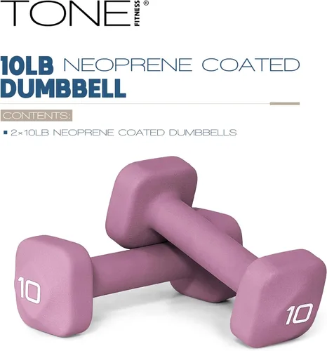 Miniatura 107 de Tone Fitness Pares de Mancuernas de Pesas de Neopreno con Cabeza Cuadrada Antirrodamiento Múltiples Opciones Azul
