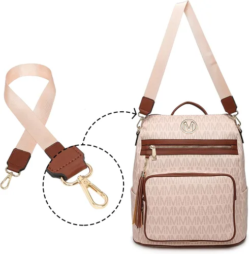 Miniatura 57 de MKP COLLECTION Mochila de moda para mujer, bolsa convertible grande para mujer, mochila de viaje, bolsa de hombro, juego de 2 piezas con borla, Beige