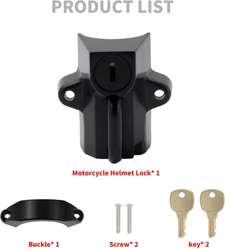Miniatura 5 de Kit de bloqueo de seguridad para casco de motocicleta para tubos de 7/8" a 1 1/4" de diámetro para Harley Chrome (negro)