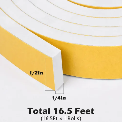 Miniatura 2 de ToLanbbt Tira de Clima Blanca para Puertas y Ventanas Cinta de Espuma Autoadhesiva de Alta Densidad Burlete de Espuma para Sellado Aislamiento