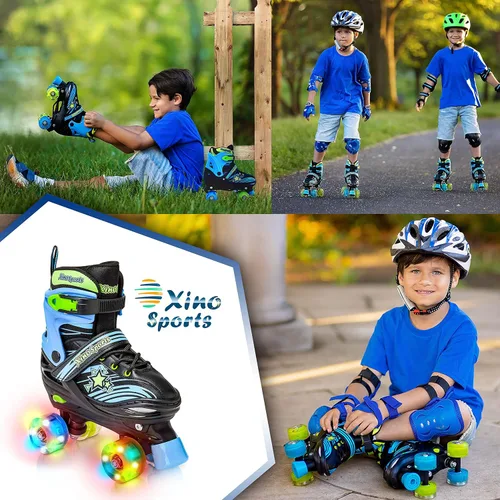 Miniatura 8 de Patines negros (M) + Combo de equipo de protección azul