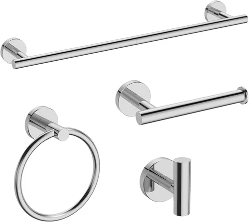 Miniatura 21 de USHOWER Juego de accesorios de baño de níquel cepillado, juego moderno de barra de toalla de 24 pulgadas montado en la pared, juego de accesorios