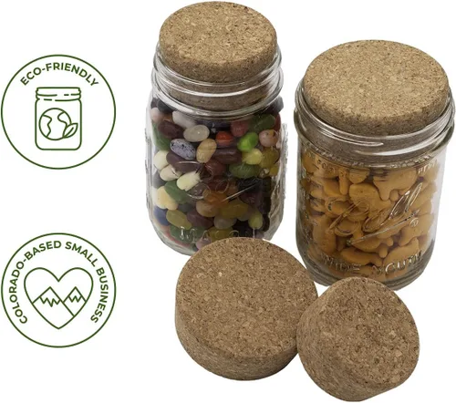 Miniatura 3 de Tapones de corcho para tarros de conservas de masón, bola, paquete de 4, boca regular