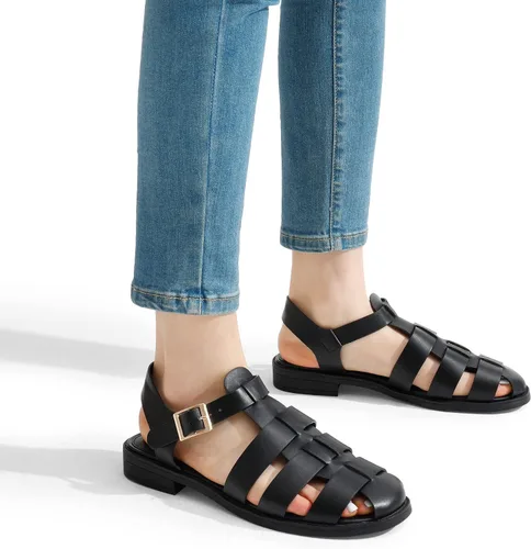 Miniatura 5 de DREAM PAIRS Fisherman Gladiator - Sandalias planas tejidas para verano