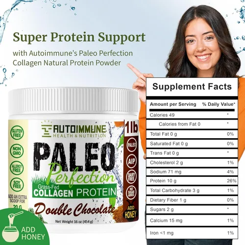 Miniatura 2 de Paleo Perfection - Polvo de proteína de colágeno de carne de res alimentada con pasto de chocolate doble sin estevia - Paleo, Keto, SCD, AIP