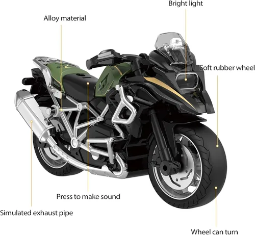 Miniatura 3 de Juguete de Motocicleta de Metal Fundido - Juguetes de Retroceso con Sonido y Luz, Juguetes de Motocicleta para Niños, Juguetes para Niños de 3-9 Azul
